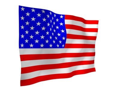 Amerika Birleşik Devletleri bayrağı sallıyor. Yıldızlar ve Çizgiler. ABD 'nin devlet sembolü. 3B illüstrasyon