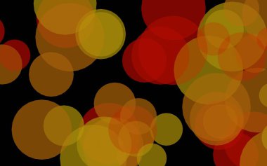 Koyu bir arka plan üzerinde çok renkli yarı saydam daireler. Sarı tonları. 3d illüstrasyon