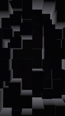 Soyut koyu zarif küp geometrik arka plan. Kaotik olarak gelişmiş dikdörtgen çubuklar. 3d Rendering, 3d illüstrasyon