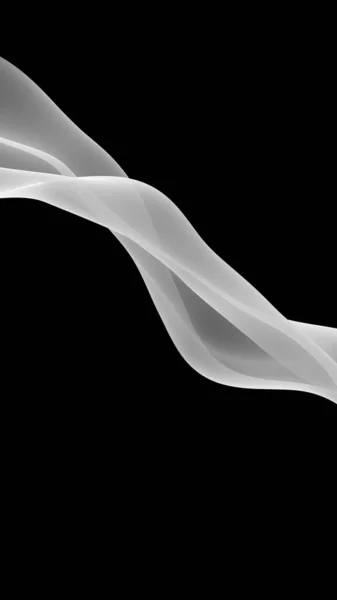 抽象的な灰色の波 ラスター空気背景 暗い背景に明るい灰色のリボン グレー スカーフ 抽象的な灰色の煙 イラストレーション — ストック写真