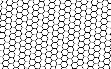 Beyaz arka planda siyah bal peteği. Çokgenin perspektif görüntüsü bal peteğine benziyor. İzometrik geometri. 3B illüstrasyon