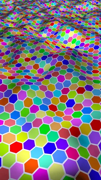 Honeycomb Multi Colored Perspective View Polygon Look Honeycomb Wavy Surface — Stock Photo, Image