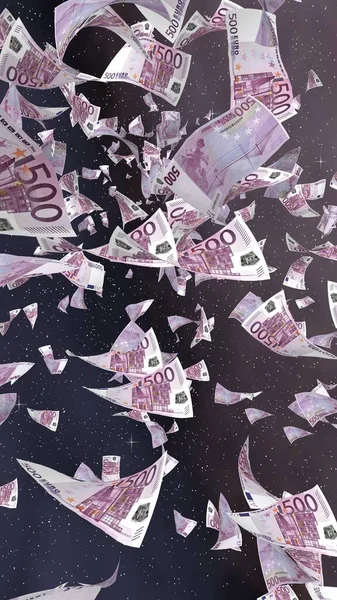 Flying Euro Banknotes Outer Space Starry Background Money Flying Outer — Stock Photo, Image