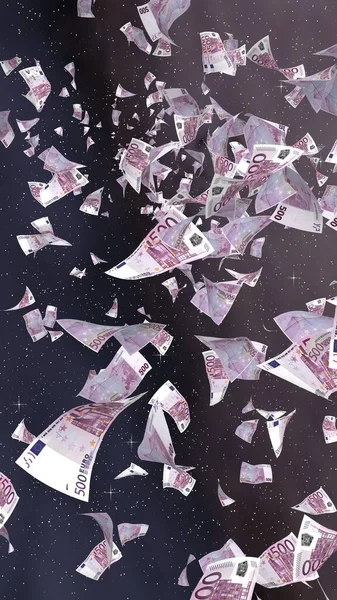 Billetes Euros Voladores Sobre Fondo Estrellado Del Espacio Exterior Dinero —  Fotos de Stock