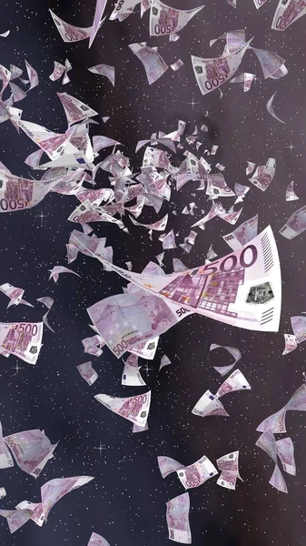 Billetes Euros Voladores Sobre Fondo Estrellado Del Espacio Exterior Dinero —  Fotos de Stock