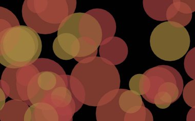 Koyu bir arka plan üzerinde çok renkli yarı saydam daireler. Sarı tonları. 3d illüstrasyon