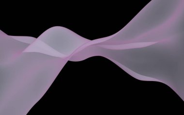 Soyut dalga. Eşarp. Siyah arka plan üzerinde parlak şerit. Soyut duman. Raster hava arka planı. 3d illüstrasyon