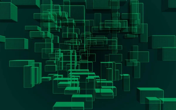 Zielony Mroczne Abstrakcja Cyfrowych Technologii Tła Wzór Powtarzalnymi Prostokąty Ilustracja — Zdjęcie stockowe