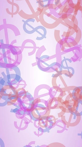 Multicolored Translucent Dollar Signs White Background Red Tones Illustration — Stock Photo, Image