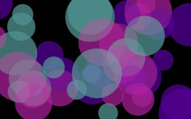 Koyu bir arka plan üzerinde çok renkli yarı saydam daireler. Pembe tonları. 3d illüstrasyon