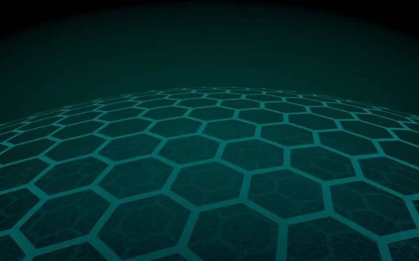 Multilayer Sphere Honeycombs Green Dark Background Social Network Computer Network — Stock Photo, Image