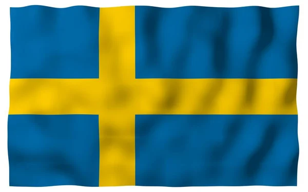 Flag Sweden Official State Symbol Kingdom Sweden Blue Field Yellow — Stock Photo, Image