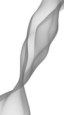 Soyut gri dalga. Raster hava desteği. Beyaz arka planda parlak gri kurdele. Gri eşarp. Soyut gri duman. 3B illüstrasyon