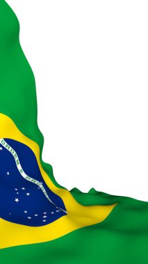 Brezilya bayrağı sallayarak. Ordem e Progresso. Sipariş ve ilerleme. Rio de Janeiro. Güney Amerika. Devlet sembolü. 3D çizim