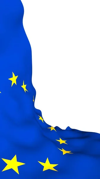 Levemente Acenando Bandeira União Europeia Isolado Fundo Branco Renderização Símbolo — Fotografia de Stock