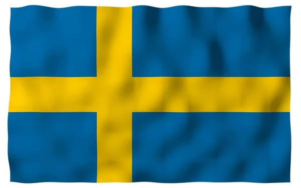 Sveriges Flagga Officiell Statssymbol För Konungariket Sverige Ett Blått Fält — Stockfoto