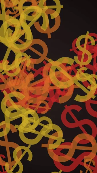 Kolorowe Transparentne Znaki Dolara Ciemnym Tle Pomarańczowe Ilustracja — Zdjęcie stockowe