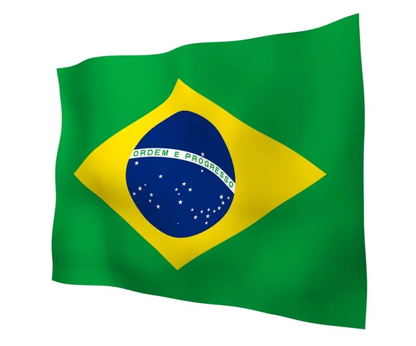 Wapperende Vlag Van Brazilië Ordem Progresso Orde Vooruitgang Rio Janeiro — Stockfoto