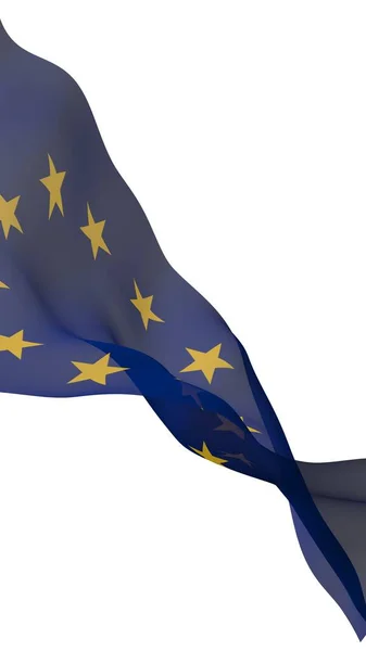 Bandiera Leggermente Sventolante Dell Unione Europea Isolata Sfondo Bianco Rendering — Foto Stock