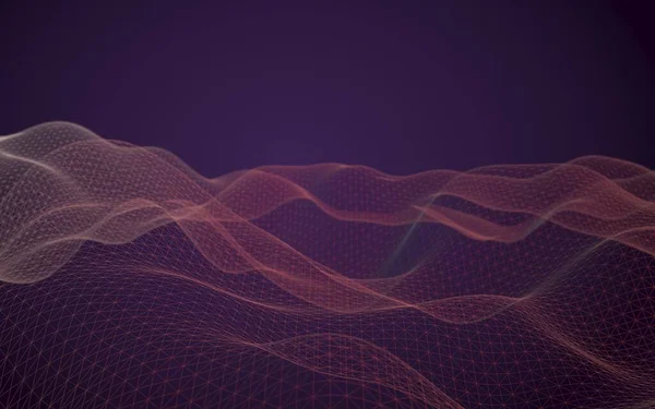 Abstract landscape background. Cyberspace purple grid. hi tech network. 3D illustration
