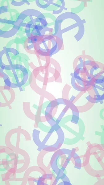 Signos Dólar Translúcidos Multicolores Sobre Fondo Blanco Ilustración —  Fotos de Stock