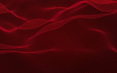 Kırmızı arka planda soyut manzara. Siber uzay şebekesi. merhaba teknoloji ağı. 3d illüstrasyon