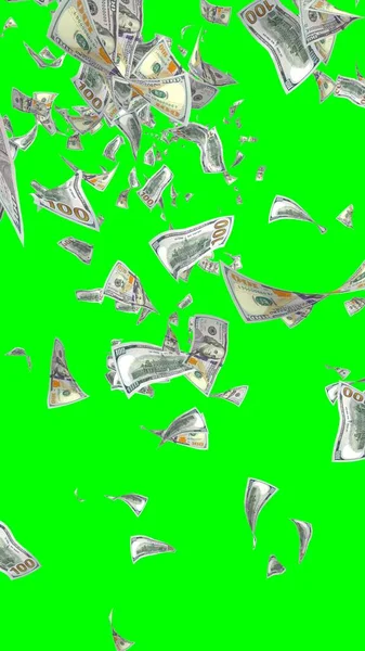 Flying Dollars Banknotes Isolated Chromakey Money Flying Air 100 Banknotes — Stock Photo, Image