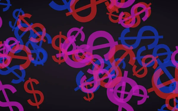 Signos Dólar Translúcidos Multicolores Sobre Fondo Oscuro Tonos Rojos Ilustración — Foto de Stock