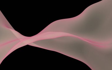 Soyut dalga. Eşarp. Siyah arka plan üzerinde parlak şerit. Soyut duman. Raster hava arka planı. 3d illüstrasyon