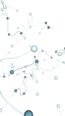 Sinir ağı. Sosyal ağ. Fütüristik DNA, deoksiribonükleik asit. Soyut molekül, hücre illüstrasyonu, miselyum. Beyaz arka plan. 3d illüstrasyon