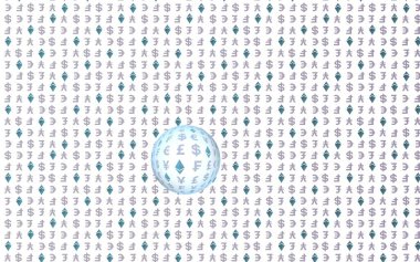Ethereum kristal ve para beyaz bir arka plan üzerinde. Dijital kripto sembolü. Döviz dalga etkisi, piyasa dalgalanmaları. İş konsepti. 3d illüstrasyon