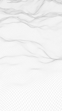 Beyaz arka planda soyut manzara. Siber uzay şebekesi. merhaba teknoloji ağı. 3d illüstrasyon. Dikey yönlendirme