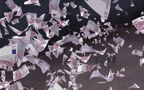 Πετώντας Τραπεζογραμμάτια Ευρώ Διαστημικό Έναστρο Φόντο Χρήματα Που Πετούν Στο — Φωτογραφία Αρχείου