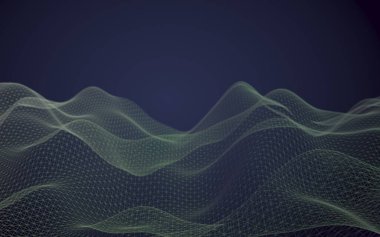 Soyut manzara arka plan. Siber uzay mor ızgarası. merhaba teknoloji ağı. 3d illüstrasyon