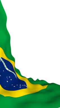 Brezilya bayrağı sallayarak. Ordem e Progresso. Sipariş ve ilerleme. Rio de Janeiro. Güney Amerika. Devlet sembolü. 3D çizim