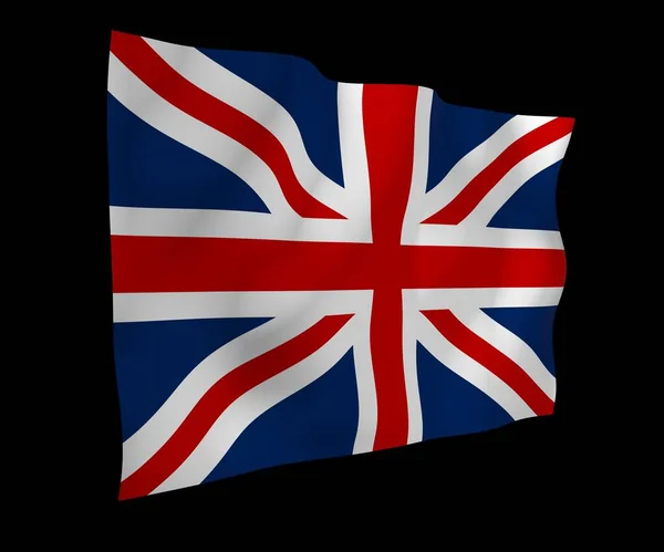 在黑暗的背景下摇曳着大不列颠的国旗 英国国旗55 大不列颠及北爱尔兰联合王国 英国的国家象征 3D插图 — 图库照片