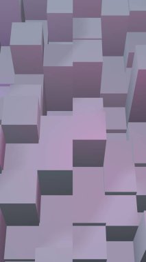 Soyut pembe gri zarif küp geometrik arka plan. Kaotik olarak gelişmiş dikdörtgen çubuklar. 3d Rendering, 3d illüstrasyon