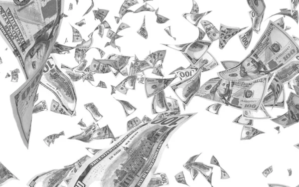 Vliegen Dollar Biljetten Geïsoleerd Een Witte Achtergrond Geld Vliegen Lucht — Stockfoto