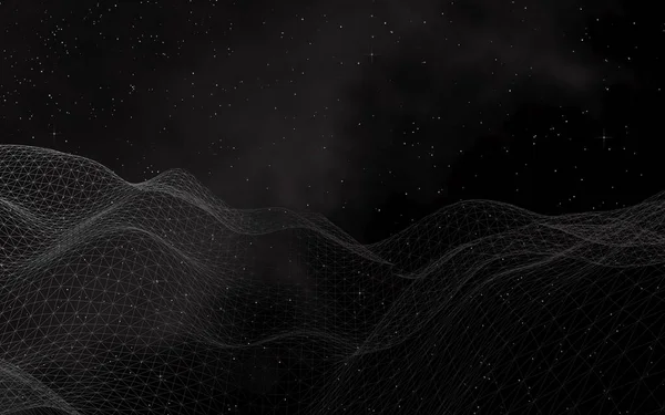 Black abstract background. Hi tech network.Outer space. Starry outer space texture. 3D illustration