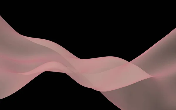抽象的な波 スカーフ 黒い背景に明るいリボン 抽象的な煙ラスター空気の背景 3Dイラスト — ストック写真