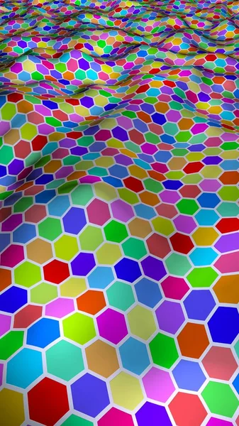 Honeycomb Multi Colored Perspective View Polygon Look Honeycomb Wavy Surface — Stock Photo, Image