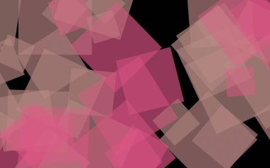 Koyu arkaplanda çok renkli yarı şeffaf kareler. 3B illüstrasyon