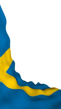 İsveç bayrağı. İsveç Krallığının resmi devlet sembolü. Bayrağın kenarlarına kadar uzanan sarı İskandinav haçı olan mavi bir tarla. 3d illüstrasyon