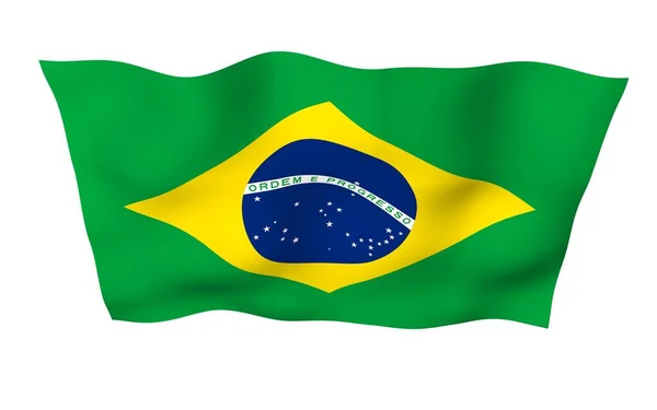 Wapperende Vlag Van Brazilië Ordem Progresso Orde Vooruitgang Rio Janeiro — Stockfoto