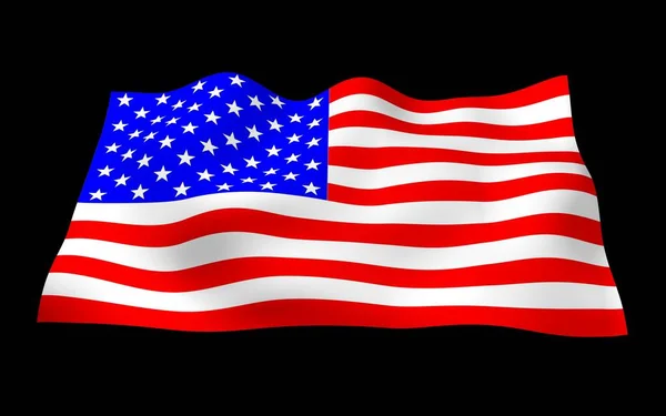 Zwaaiende Vlag Van Verenigde Staten Van Amerika Een Donkere Achtergrond — Stockfoto