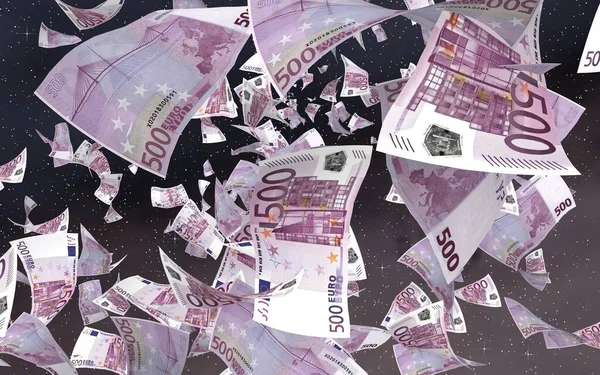 Flying Euro Banknotes Outer Space Starry Background Money Flying Outer — Stock Photo, Image