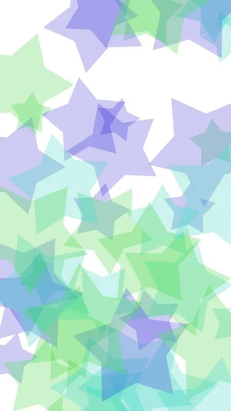 Estrellas Translúcidas Multicolores Sobre Fondo Blanco Tonos Verdes Ilustración —  Fotos de Stock