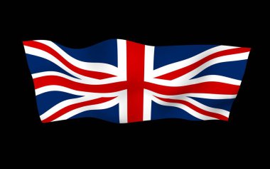 Büyük Britanya bayrağını sallıyor. İngiliz bayrağı. Büyük Britanya ve Kuzey İrlanda Birleşik Krallığı. Birleşik Krallık 'ın sembolü. 3B illüstrasyon