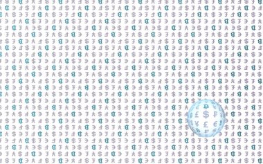 Bitcoin ve para birimi beyaz bir arka plan üzerinde. Dijital kripto sembolü. Döviz balonu, dalga etkisi, piyasa dalgalanmaları. İş konsepti. 3d illüstrasyon
