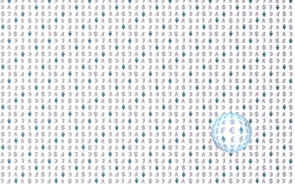 Ethereum kristal ve para beyaz bir arka plan üzerinde. Dijital kripto sembolü. Döviz dalga etkisi, piyasa dalgalanmaları. İş konsepti. 3d illüstrasyon